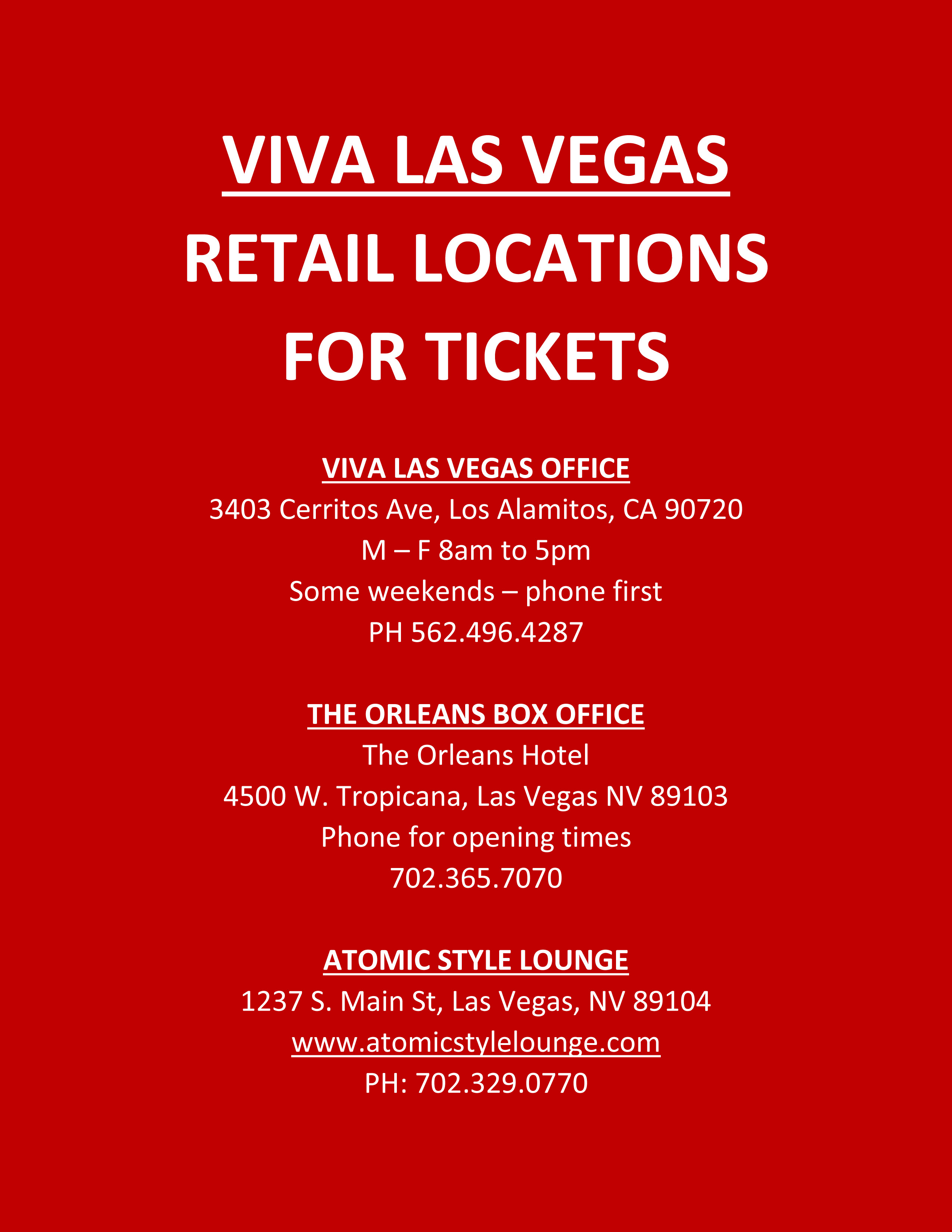 Viva Las Vegas tickets