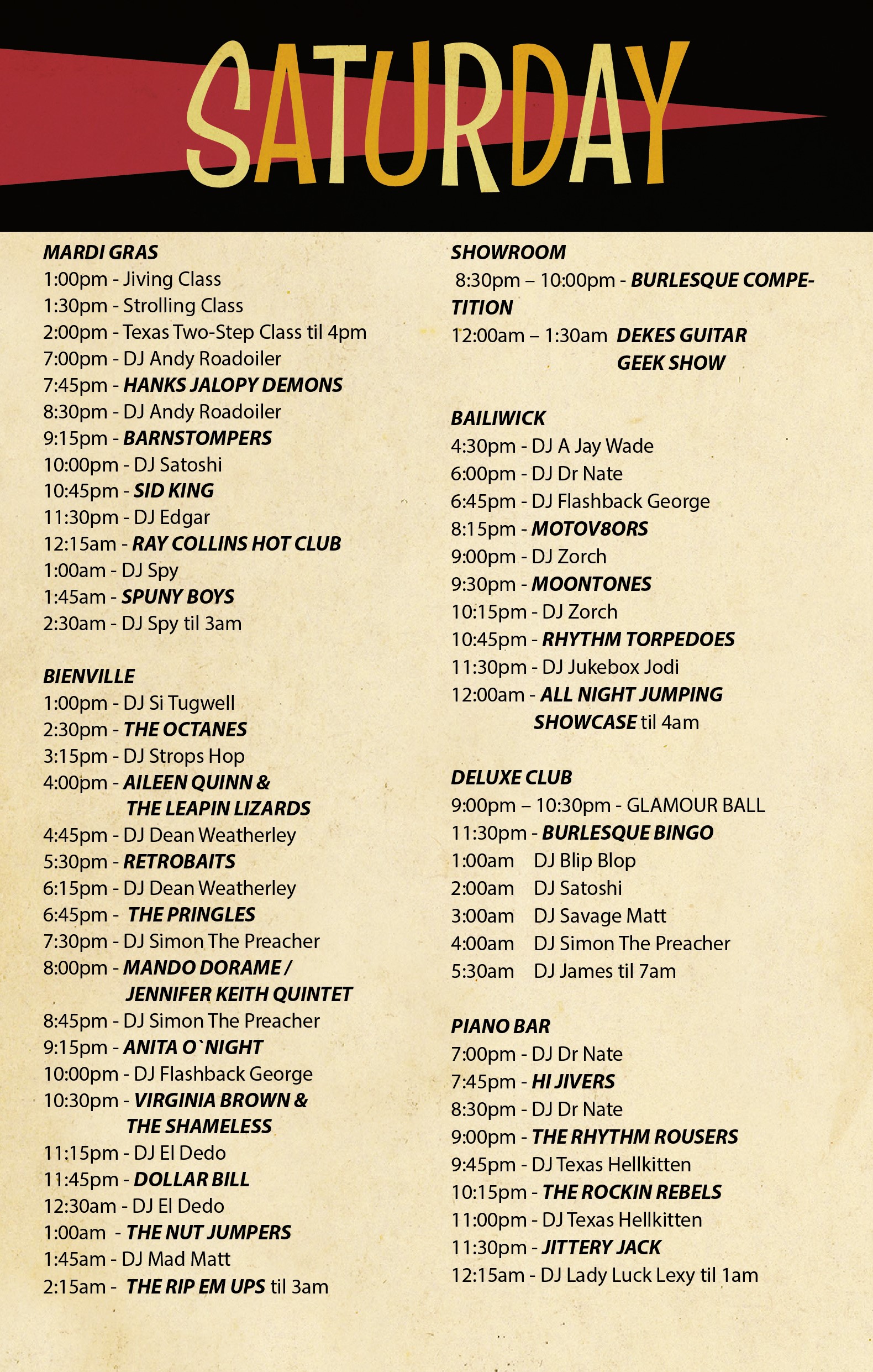 Viva Las Vegas Schedule of Events
